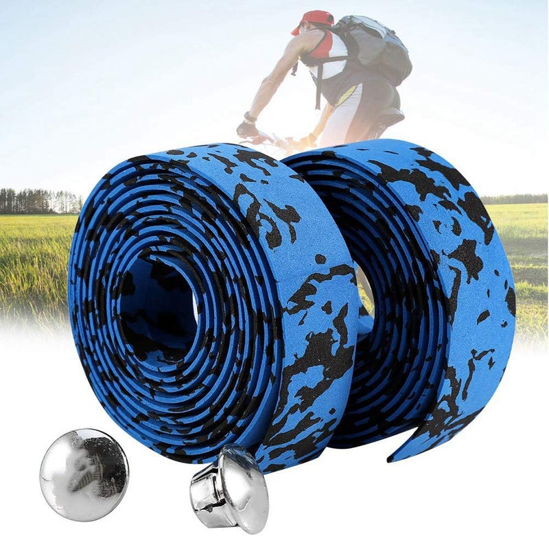 Blue And Black Motorcycle Handlebar Grip Wrap Tape Anti Slip Shock Absorption Durable - Image 1