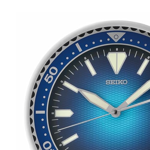 Seiko Elegant Plastic Round Silver Color Case Blue Dial Analog LumiBrite Wall Clock with Sweep Movement (Size: 30 x 4.5 x 30 CM | Weight: 780 gram | Color: Silver) - Image 4
