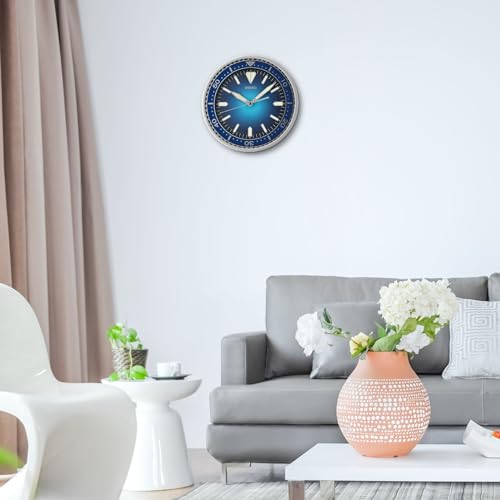 Seiko Elegant Plastic Round Silver Color Case Blue Dial Analog LumiBrite Wall Clock with Sweep Movement (Size: 30 x 4.5 x 30 CM | Weight: 780 gram | Color: Silver) - Image 2