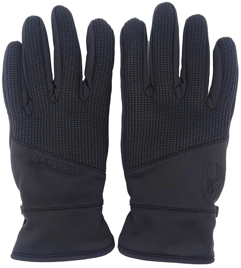 Spyder Core Conduct Gloves, Black, Size Medium, Touchscreen Compatible, Leather Palm Patch, 360 Degree Stretch, Sweater Knit Bonded - Image 3
