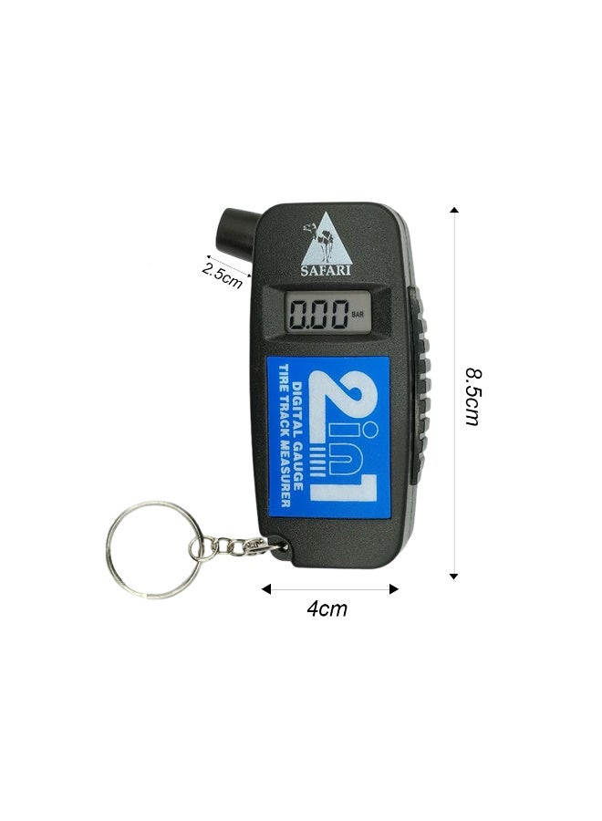Safari Digital Tire Pressure Gauge Mini LCD Tyre Air Pressure Tester PSI BAR for Car Bike Motorcycle Bicycle Truck Portable Keychain Tyre Pressure Meter Auto Shut Off Anti Slip Handheld Accurate Measurement Tool Portable Vehicle Tyre Air Gauge Tool Pro - Image 2