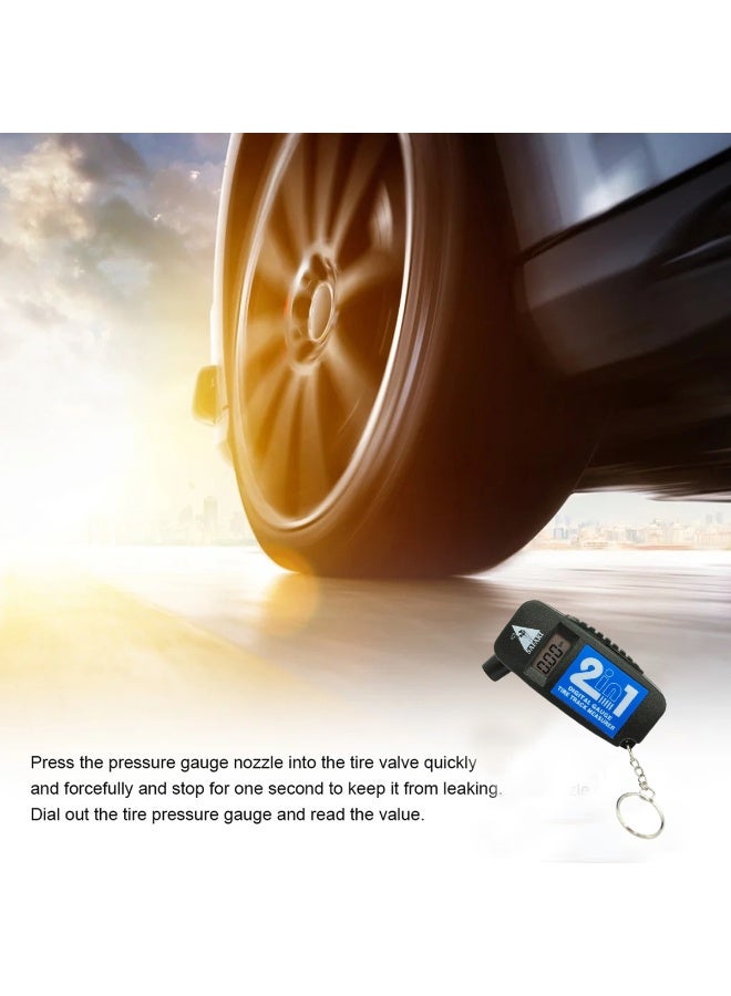 Safari Digital Tire Pressure Gauge Mini LCD Tyre Air Pressure Tester PSI BAR for Car Bike Motorcycle Bicycle Truck Portable Keychain Tyre Pressure Meter Auto Shut Off Anti Slip Handheld Accurate Measurement Tool Portable Vehicle Tyre Air Gauge Tool Pro - Image 5