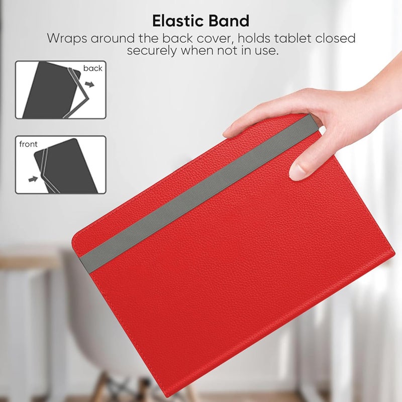 EKAM Universal Stand Folio Case Cover for All 7" Tablets, (Fire 7 tablet, Lenovo Tab M7 7 inch) Galaxy Tab E 7.0/ Tab A 7.0/ Oasis/Lenovo/RCA Voyager and More 6.5-7.5 inch Tablet (Red) - Image 4