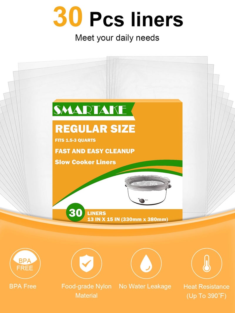 SMARTAKE Slow Cooker Liners, Crock Pot Liners 13"x 15" Crockpot Liners Disposable, Crockpot Bags Liners Small Size Fit 1.5QT to 3QT for Slow Cooker, Crockpot, Cooking Trays, 30 Liners - Image 3
