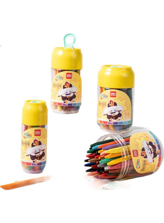 Deli 24-Color Yidiansi Triangular Plastic Crayons, Pull-Out Can Design, Non-Staining, Double-Ended, Washable, Children'S Oil Pastels, Hm730-24, Back-To Gift For Students - Image 3