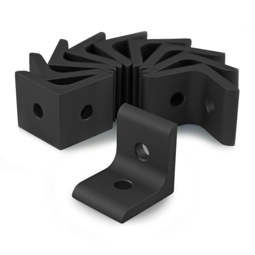 80/20 8020 4302 15 Series Aluminum 2 Hole Inside Corner Bracket 90 Degree Angle Bracket for 8020 T Slot Extruded Aluminum Extrusion 10 Black Anodize - Image 1