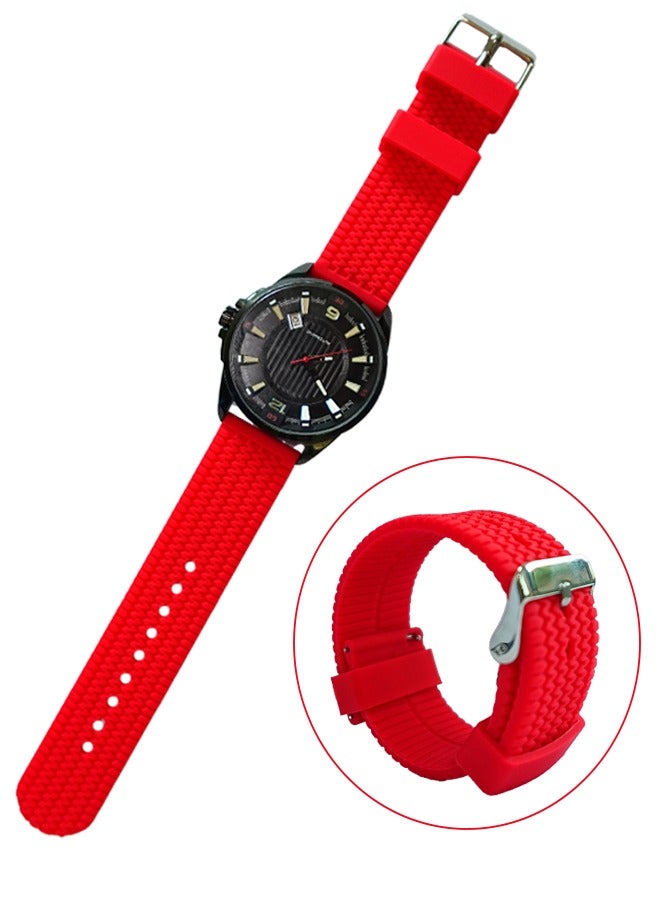 20mm Replacement Silicone Strap: Compatible w/ Samsung Watch 7/6/5/4 (40mm, 44mm), Galaxy Watch 6 Classic 43mm, Huawei GT3 - Sport Wristband， Quick disassembly, no Tools Required(Red) - Image 1