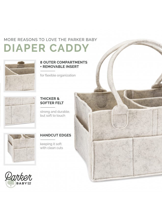 Parker Baby Co. Parker Baby Diaper Caddy - Nursery Storage Bin and Car Organizer for Diapers and Baby Wipes - White, Large  - Image 1