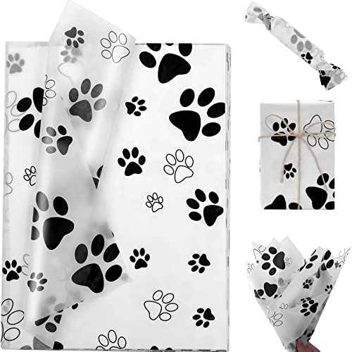 Bolsome 100 Sheets Paw Print Tissue Paper for Gift Wrapping Puppy Dog Tissue Paper for Gift Bags for Birthday Party Baby Shower Wedding DIY Crafts, 20 ×14 Inches - Image 3