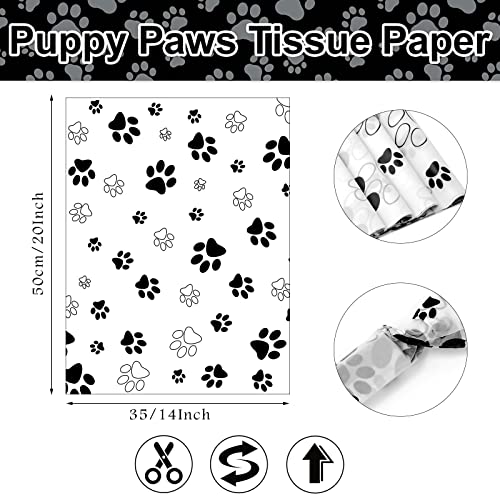 Bolsome 100 Sheets Paw Print Tissue Paper for Gift Wrapping Puppy Dog Tissue Paper for Gift Bags for Birthday Party Baby Shower Wedding DIY Crafts, 20 ×14 Inches - Image 2