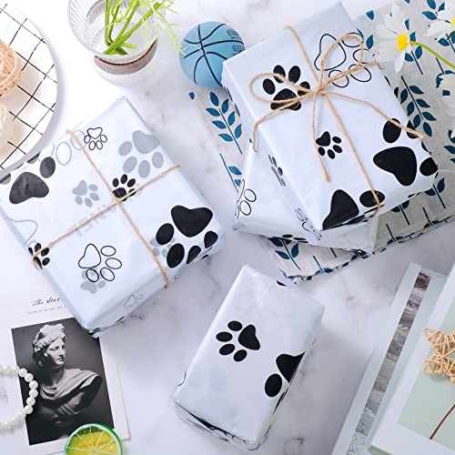 Bolsome 100 Sheets Paw Print Tissue Paper for Gift Wrapping Puppy Dog Tissue Paper for Gift Bags for Birthday Party Baby Shower Wedding DIY Crafts, 20 ×14 Inches - Image 4