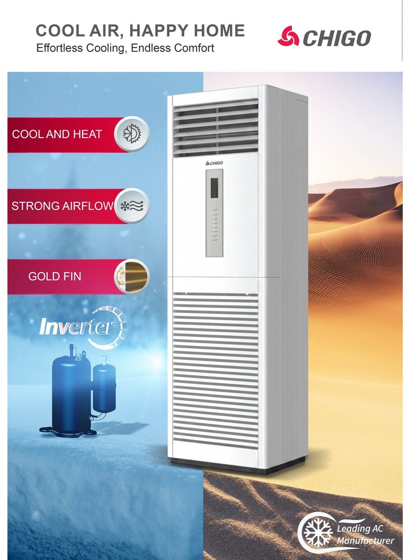 CHIGO 5 Ton Inverter Floor Standing Air Conditioner, Rotary Compressor, T3 Climate, Golden Fin, R32, 4-Way Airflow, LED Display, CFA60CH(1 Year Warranty) - Image 3