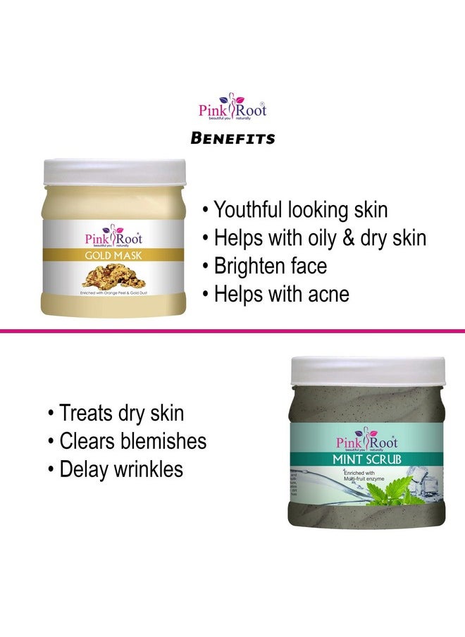 Pink Root Pink Root Gold Mask 500gm with Mint Scrub 500gm  - Image 5