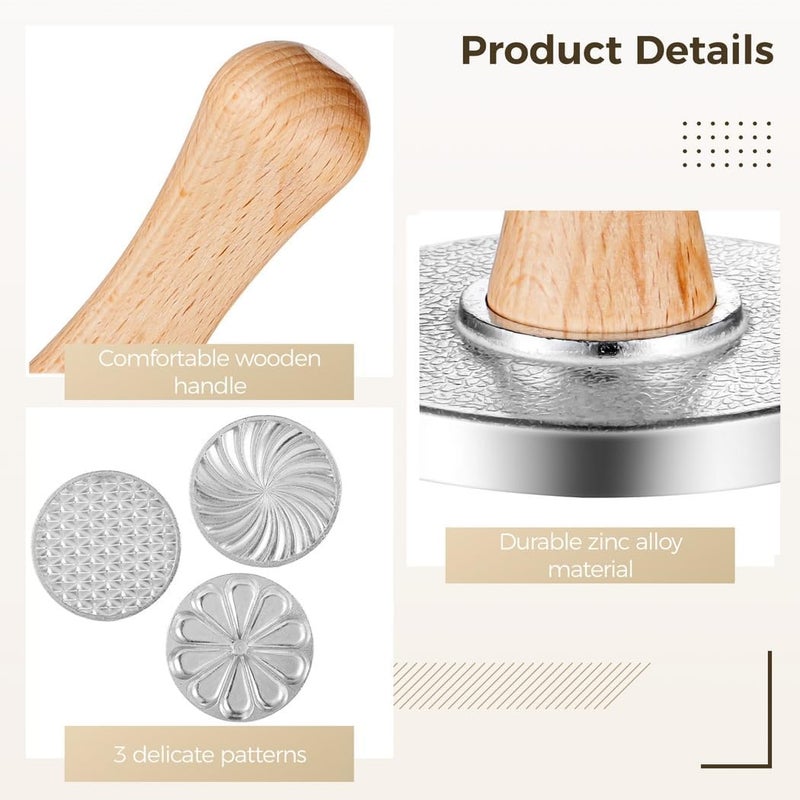 DIY Cookie Stamp Kit of 3, Biscuit Embossers with 3.1 in Zinc Alloy Cutters, Wood Handle Cookie Press Tools for Cake and Pastry - Image 2