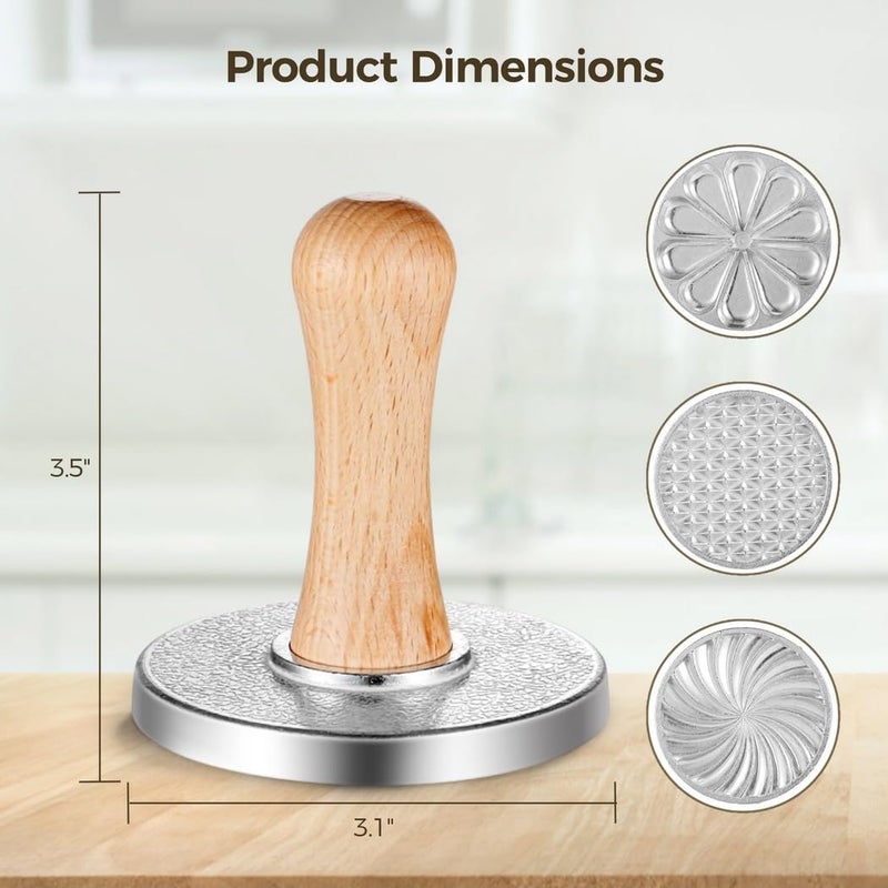 DIY Cookie Stamp Kit of 3, Biscuit Embossers with 3.1 in Zinc Alloy Cutters, Wood Handle Cookie Press Tools for Cake and Pastry - Image 4