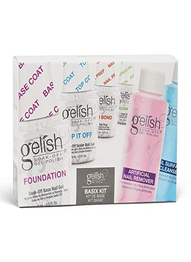 Gelish Mini Complete Basix Gel Nail Polish Prep Essentials Starter Kit With Foundation, Ph Bond, Top It Off, Nourish, Artificial Nail Remover & Cleanser  - Image 2