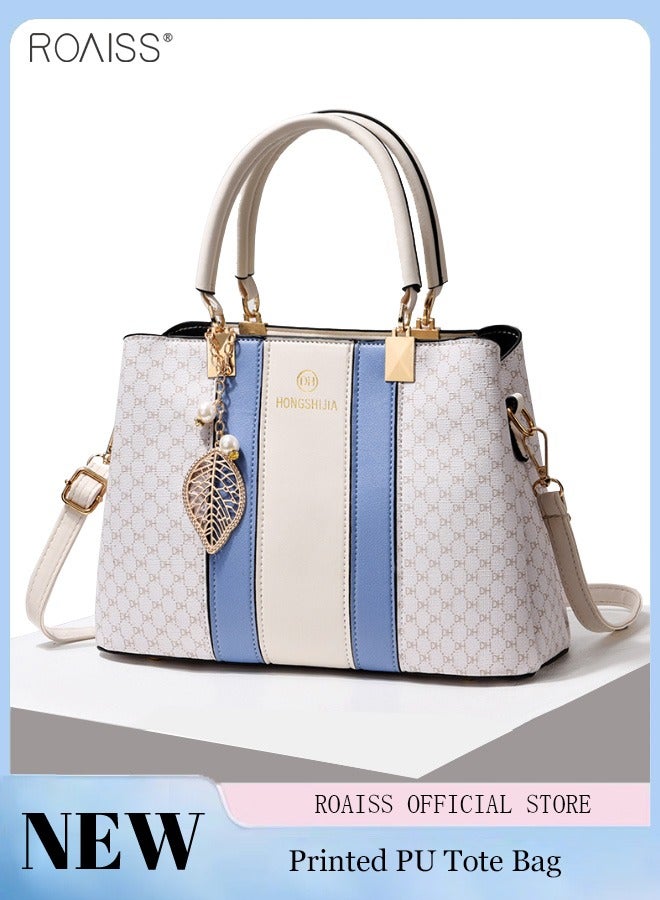 roaiss Women's Fashionable Checkered Crossbody Bag Pu Leather Handbag With Exquisite Pendant Accessories  - Image 1