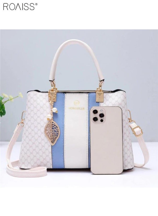 roaiss Women's Fashionable Checkered Crossbody Bag Pu Leather Handbag With Exquisite Pendant Accessories  - Image 5