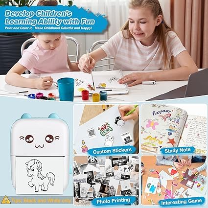 Careflection Mini Pocket Printer,Portable Thermal Printer for Label,Text Memo,Receipt,Sticker,Photo Printers, BT Inkless Printing, Wireless Bluetooth Printer Compatible with iOS and Android (Light Blue) - Image 2