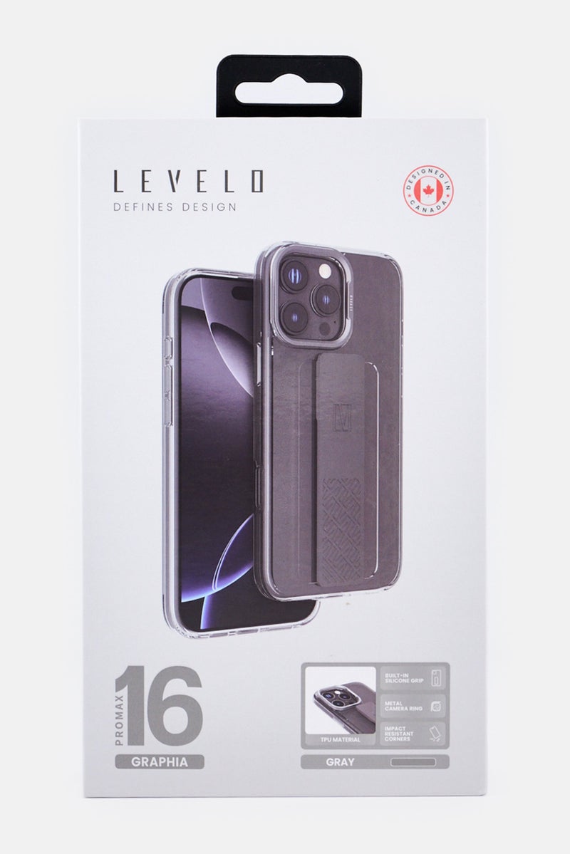 LEVELO iPhone 16 Pro Max Graphia Silicone Grip Protective Case, Transparent - Image 2