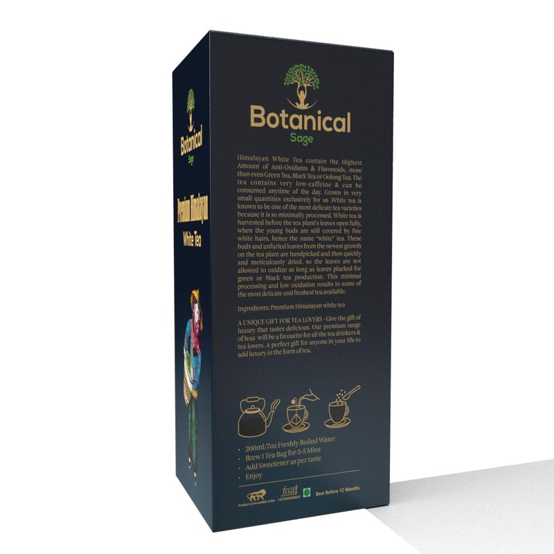 Botanical sage- Himalayan White Tea 15 Pyramid Tea Bags | Selected Himalayan White Tea leaves | Selected | Luxury - Image 5