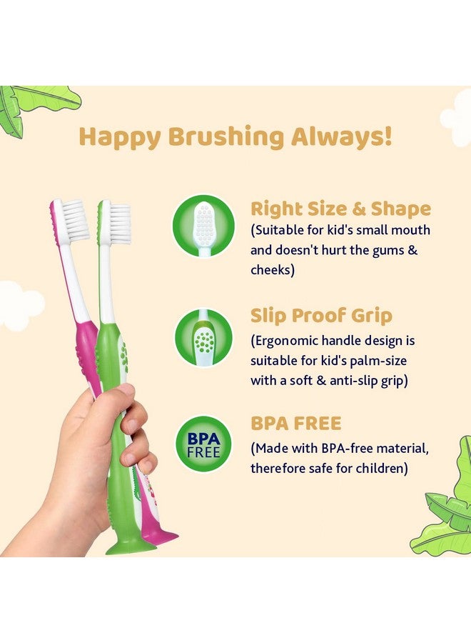 Chicco Manual Toothbrush Set For Kids Pink + Green 3Y-8Y - Image 4