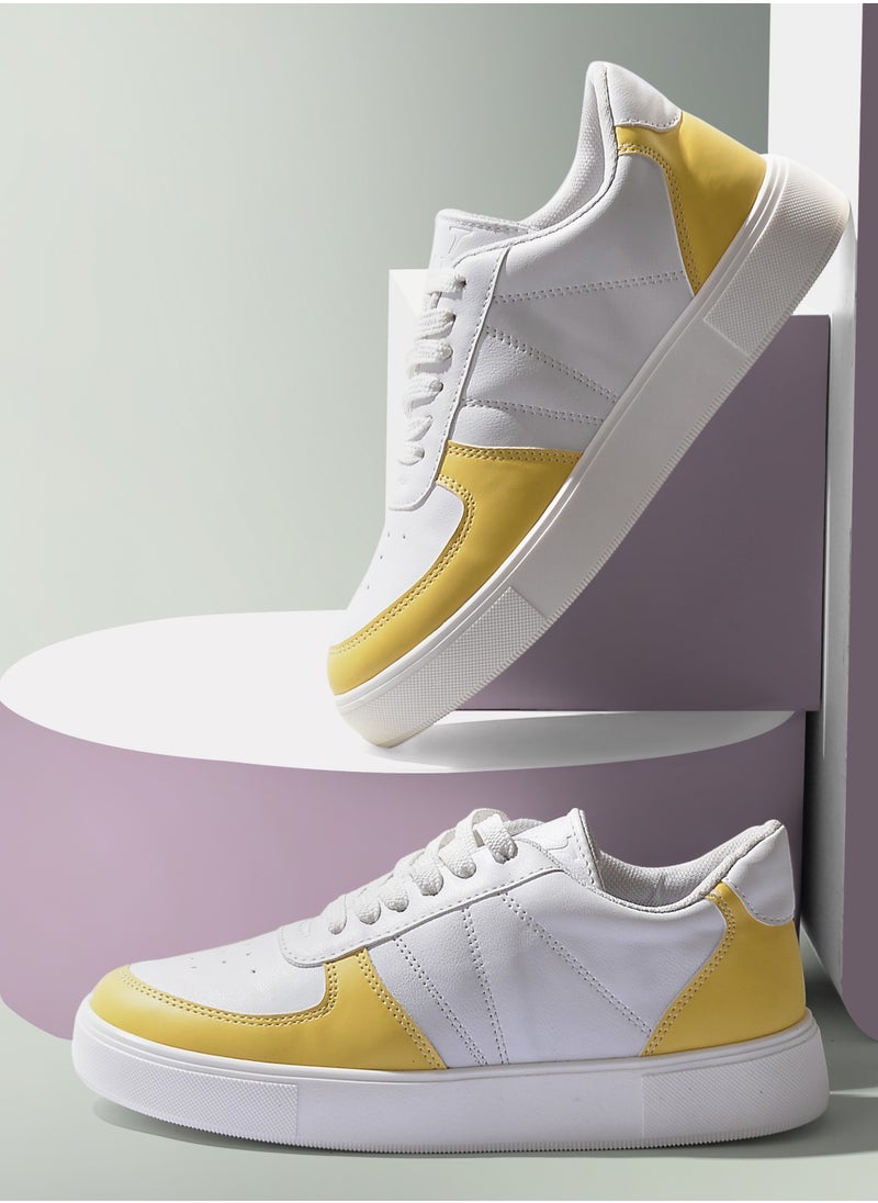 Run  - Sports Sneakers - white- yellow  SN-1 - Image 1