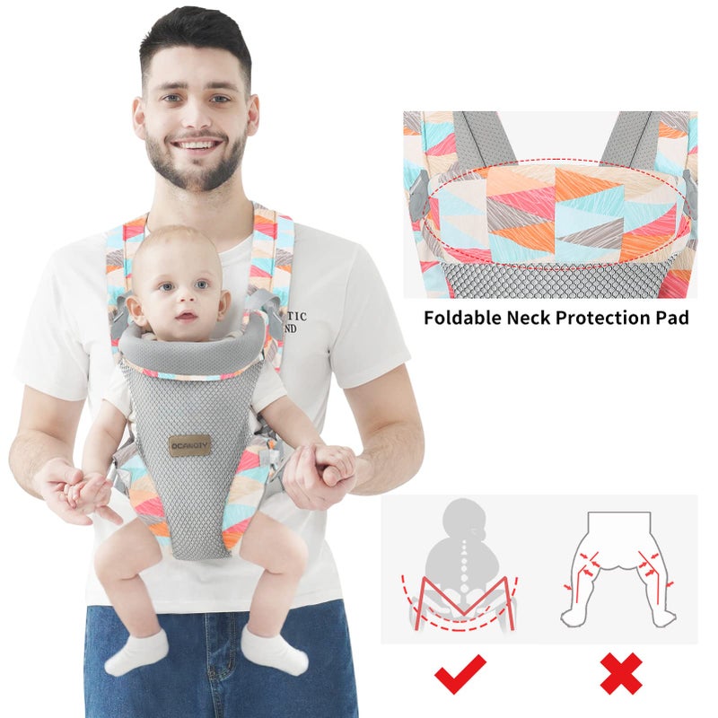 Ocanoiy Baby Wraps Carrier, Ergonomic Baby Carrier Newborn to Toddler, Cozy Baby Front and Back Carrier for 7-45lbs (Colorful) - Image 5