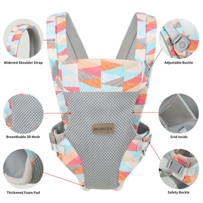 Ocanoiy Baby Wraps Carrier, Ergonomic Baby Carrier Newborn to Toddler, Cozy Baby Front and Back Carrier for 7-45lbs (Colorful) - Image 3