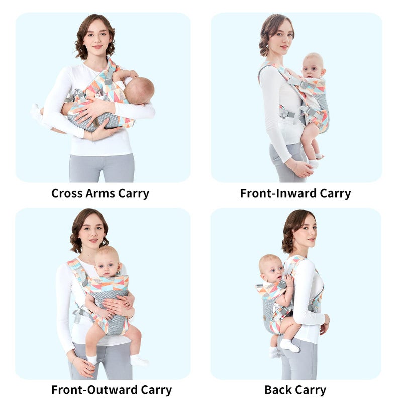Ocanoiy Baby Wraps Carrier, Ergonomic Baby Carrier Newborn to Toddler, Cozy Baby Front and Back Carrier for 7-45lbs (Colorful) - Image 4