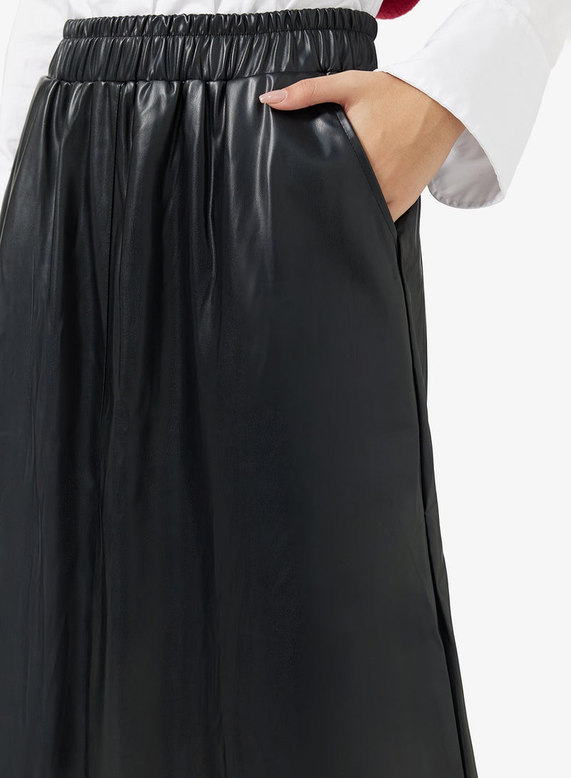 Ginger PU Elasticised Waist Maxi Skirt - Image 4