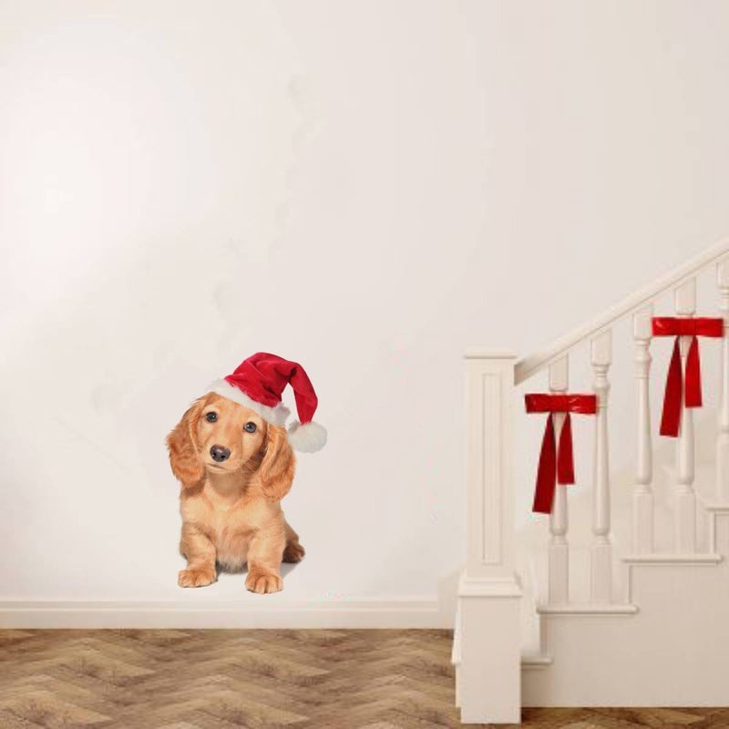 Rawpockets Rawpockets Decals Dog with Christmas Cap Medium Size Wall Sticker Wall Coverage Area Height 60 cms X Width 45 cmsPack of 1 - Image 3