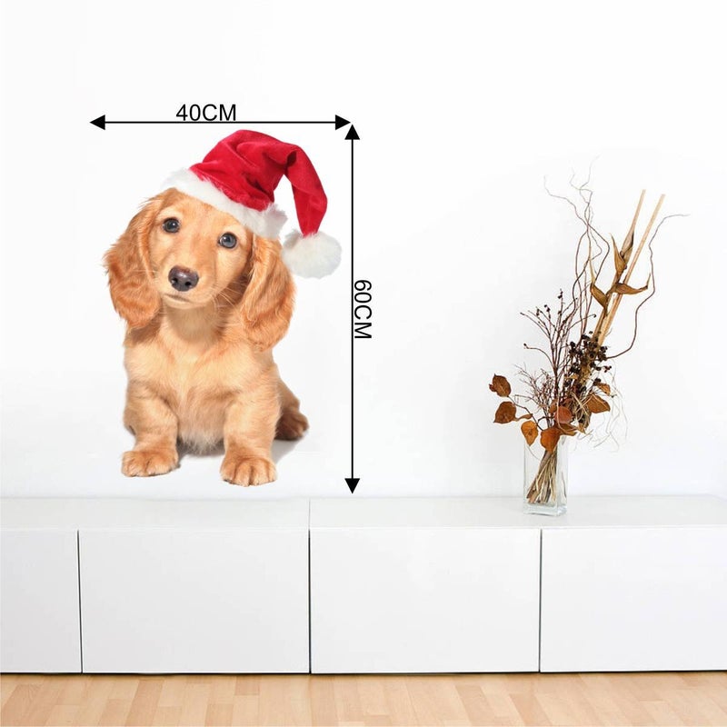 Rawpockets Rawpockets Decals Dog with Christmas Cap Medium Size Wall Sticker Wall Coverage Area Height 60 cms X Width 45 cmsPack of 1 - Image 4