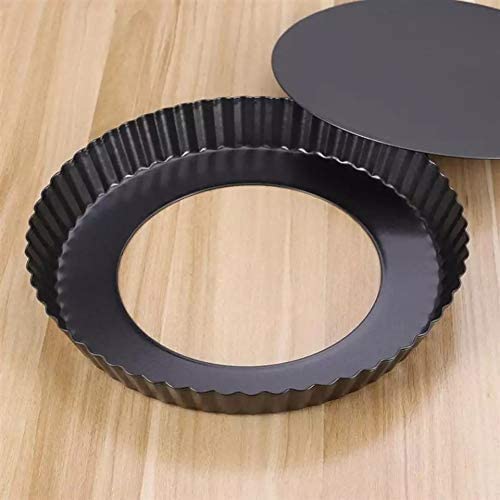 ISHVANKU Ishvanku Non-Stick Carbon Steel Pie Dish Tart Quiche Pizza Pan Removable Loose Bottom, 20cm, Black - 1 Pc - Image 1