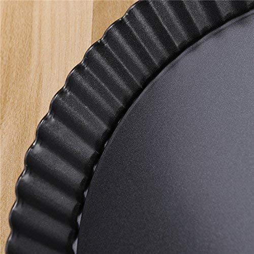 ISHVANKU Ishvanku Non-Stick Carbon Steel Pie Dish Tart Quiche Pizza Pan Removable Loose Bottom, 20cm, Black - 1 Pc - Image 2