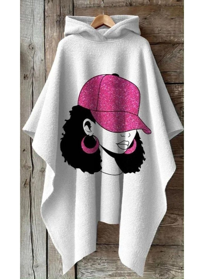 Poncho قطيفة شتوي ناعم برسمة جليتر – تصميم واسع بمقاس فري سايز 55–85 كجمSoft Winter Velvet Poncho with Glitter Design – Oversized Free Size (55-85 kg) - Image 2