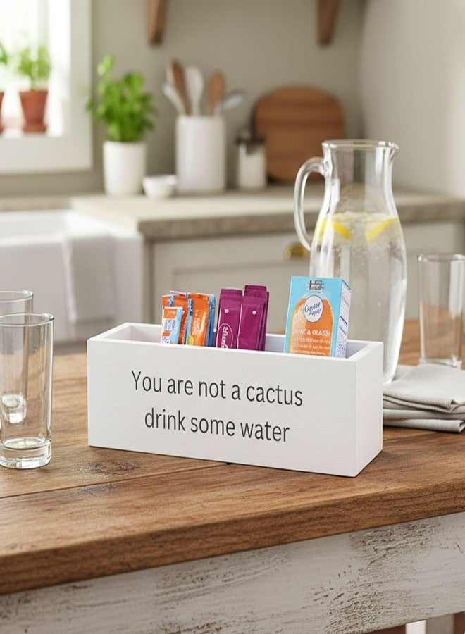 GoFika Water Flavor Packet Organizer | Drink Mix Holder | Hydration Station | 5 Slots Wood Caddy White - Image 2