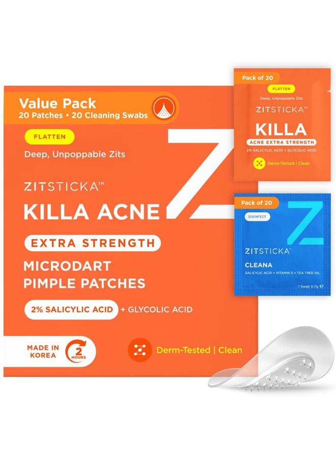 ZITSTICKA Extra Strength Killa Acne Patches for Face - World's Most Potent Pimple Patch with Fast-Acting Microdarts - Starts Working within 2 Hours for Deep, Early-Stage Zits & Blemish - 20 Count - Image 1