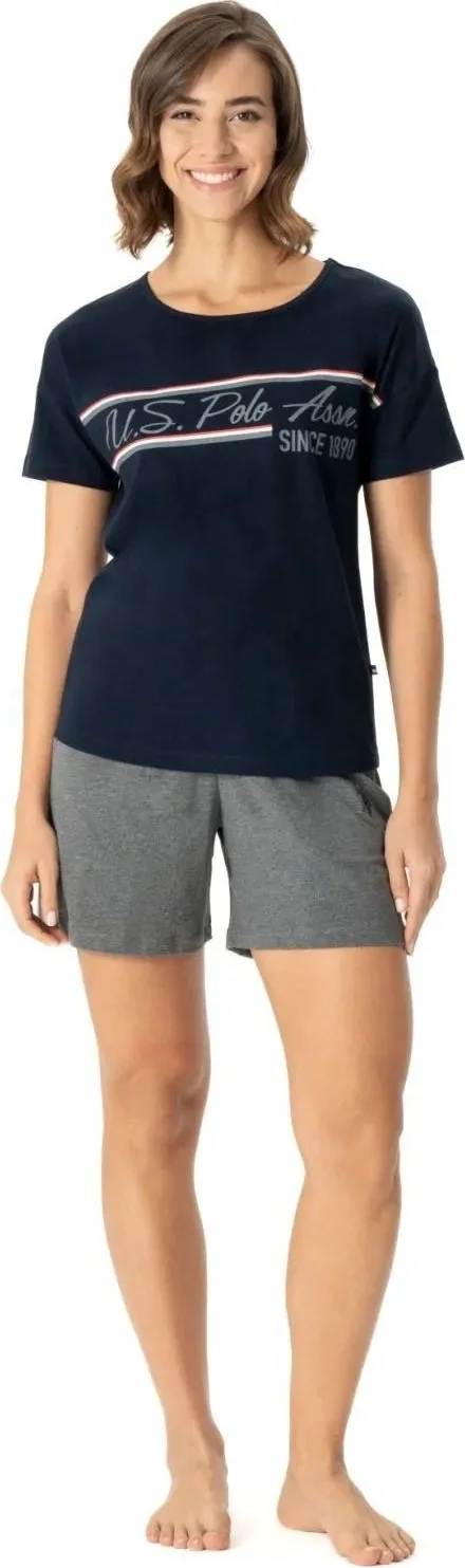 U.S. Polo Assn. Women's Oversized T-Shirt Shorts Set Navy Blue