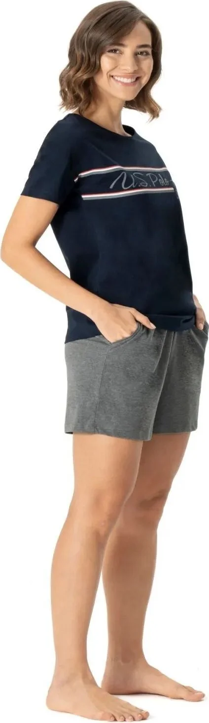 U.S. Polo Assn. Women's Oversized T-Shirt Shorts Set Navy Blue