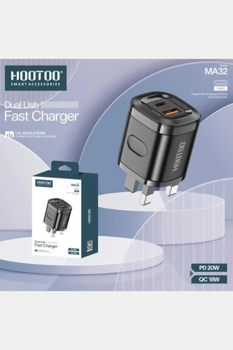 HooToo MAC03 Travel Charger Adapter, Black - Image 1