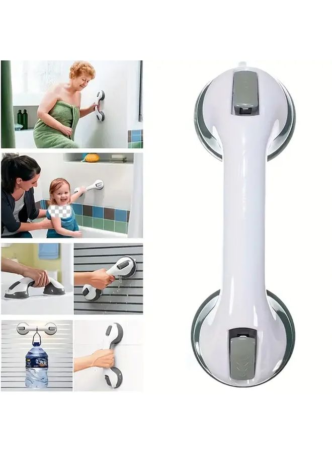 White Shower Safety Grab Bars Set of 2 No Drilling Required Anti Slip Support - Image 4