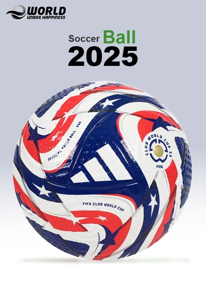 Eworld 2025 FIFA Club World Cup USA Official Match Ball, Seamless TSBE Construction, Butyl Bladder for Reduced Moisture, FIFA Quality Certified, Replica League Edition in White-Power Blue-Lucid Red-Silver Met.  Size 5. - Image 1