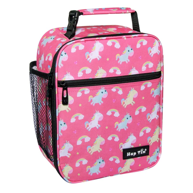 Hap Tim Lunch Box Insulated Lunch Bags Soft Mini Cooler Bag for Thermal Meal Tote Kit Pink Unicorn Rainbow 18654PKU