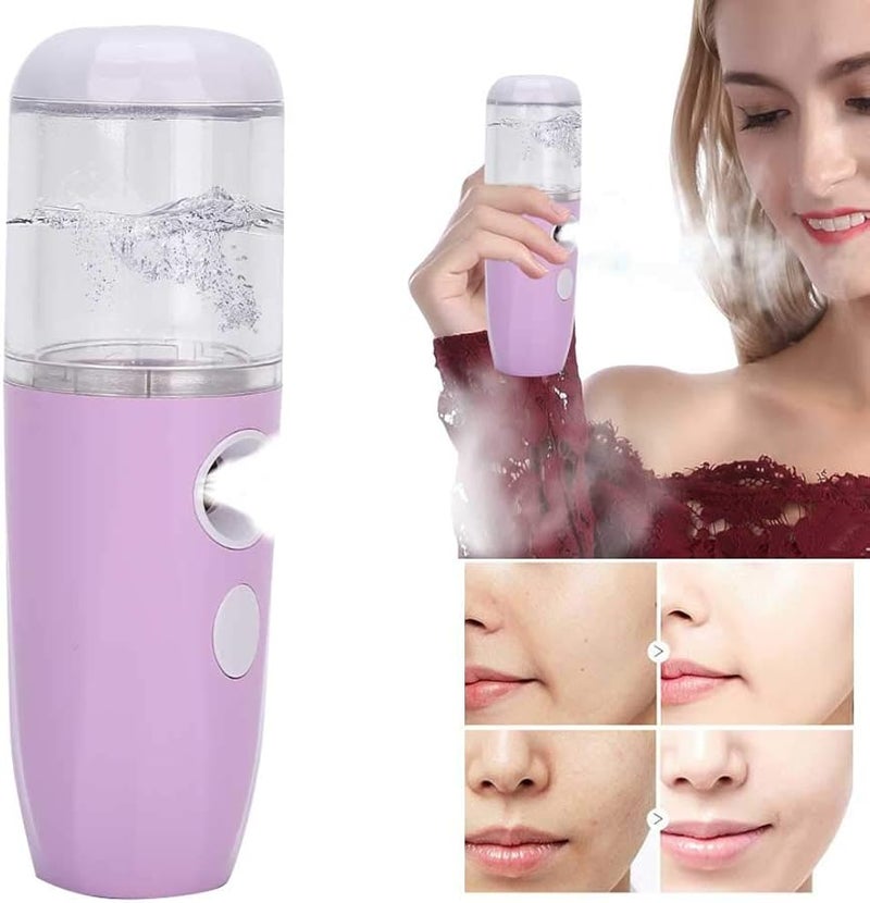 بخاخ البخار المحمول للوجه من نوع USB، 26 مل، ضباب دافئ أيوني بنفسجي فاتح - Image 5