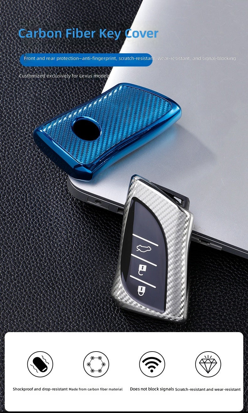 ليكساس غطاء مفتاح فاخر من ألياف الكربون لسيارات لكزس ES، NX، RX، CT، LS، UX - إكسسوار تعديل السيارات - Image 3