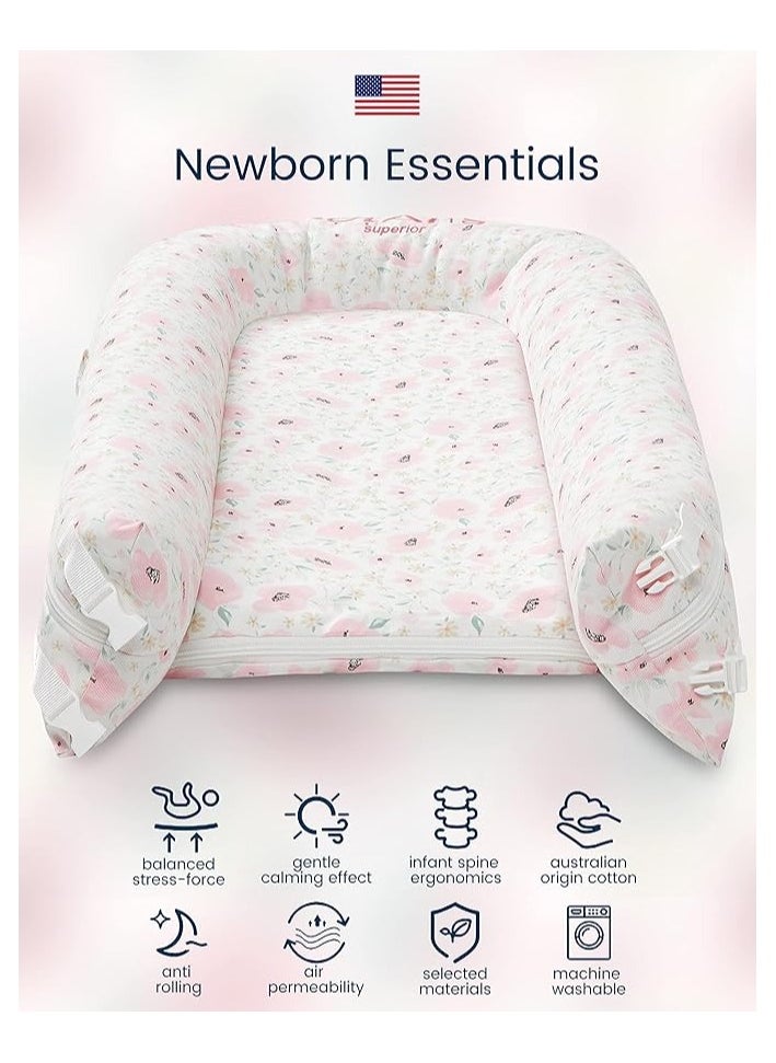 Moro Moro Cotton Baby Nest with Full Zipper – Adjustable & Portable for Newborns  - Image 3
