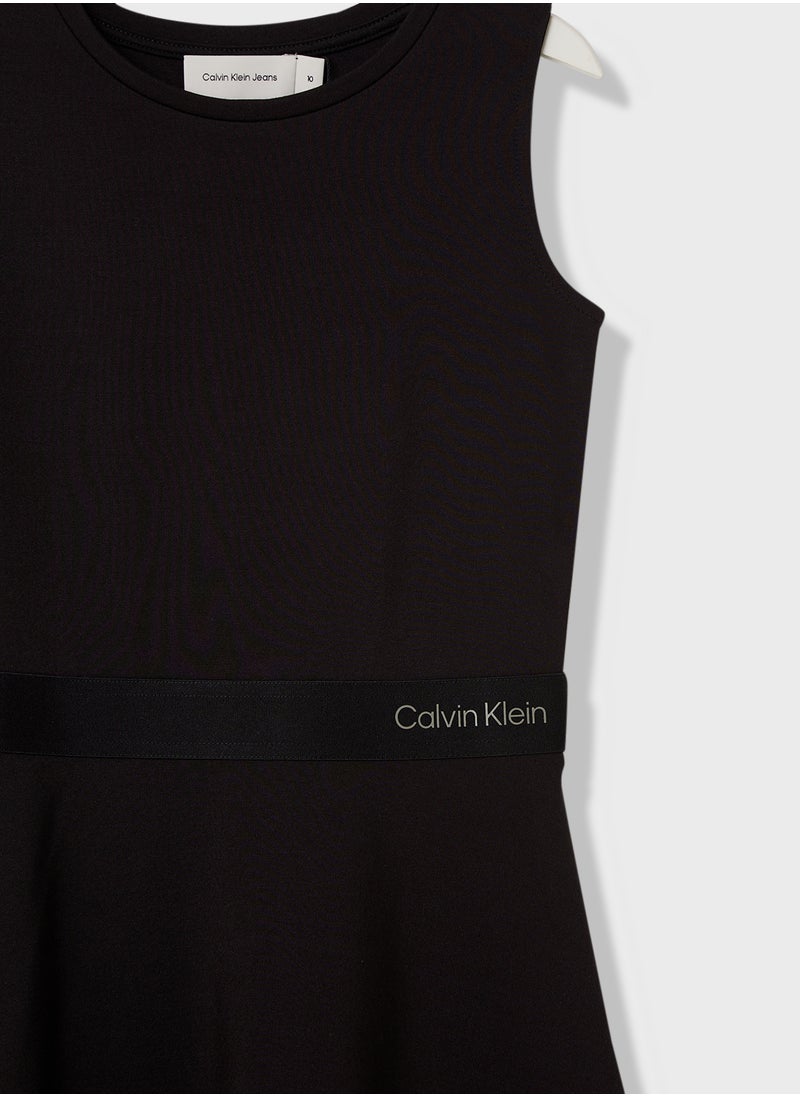 Calvin Klein Jeans Kids Fit & Flare Sleeveless Punto Dress  - Image 3