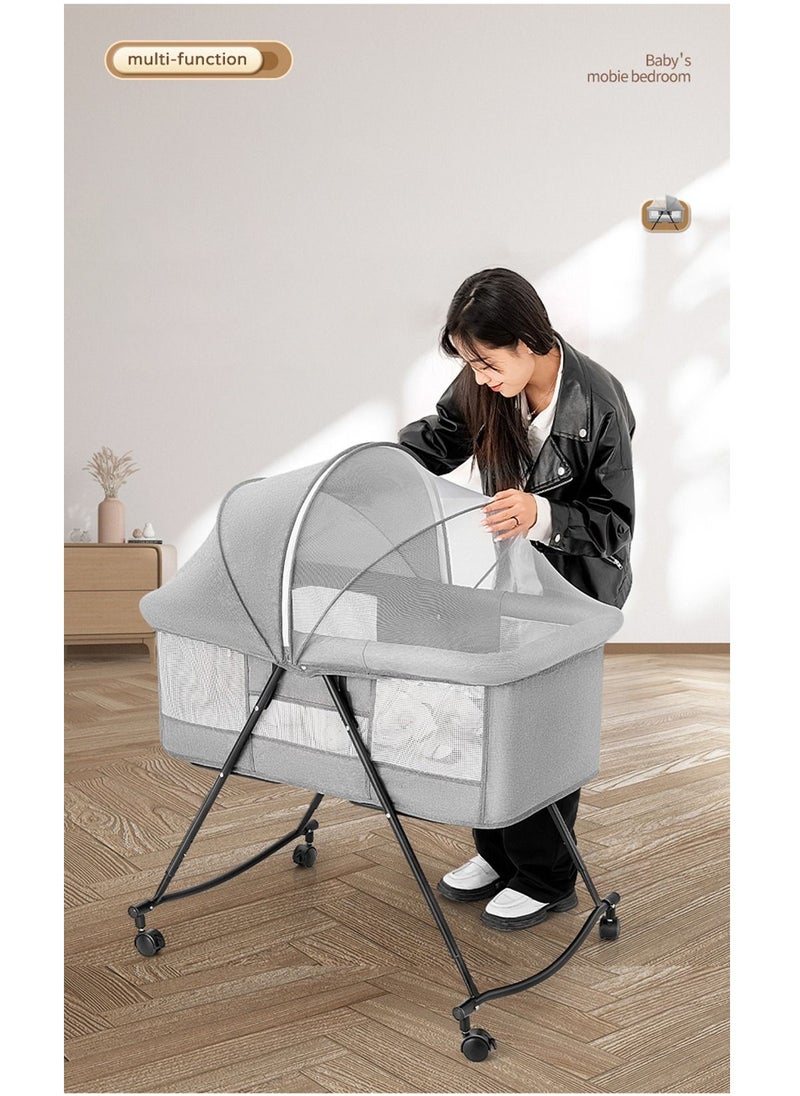 ULHYC - 3 in 1Portable Folding Newborn Infant Baby Sleeper, Baby Beside Crib, Baby Bassinet bed, Travel Crib, Baby Cradle with Side Mesh, Mosquito Net - Image 1
