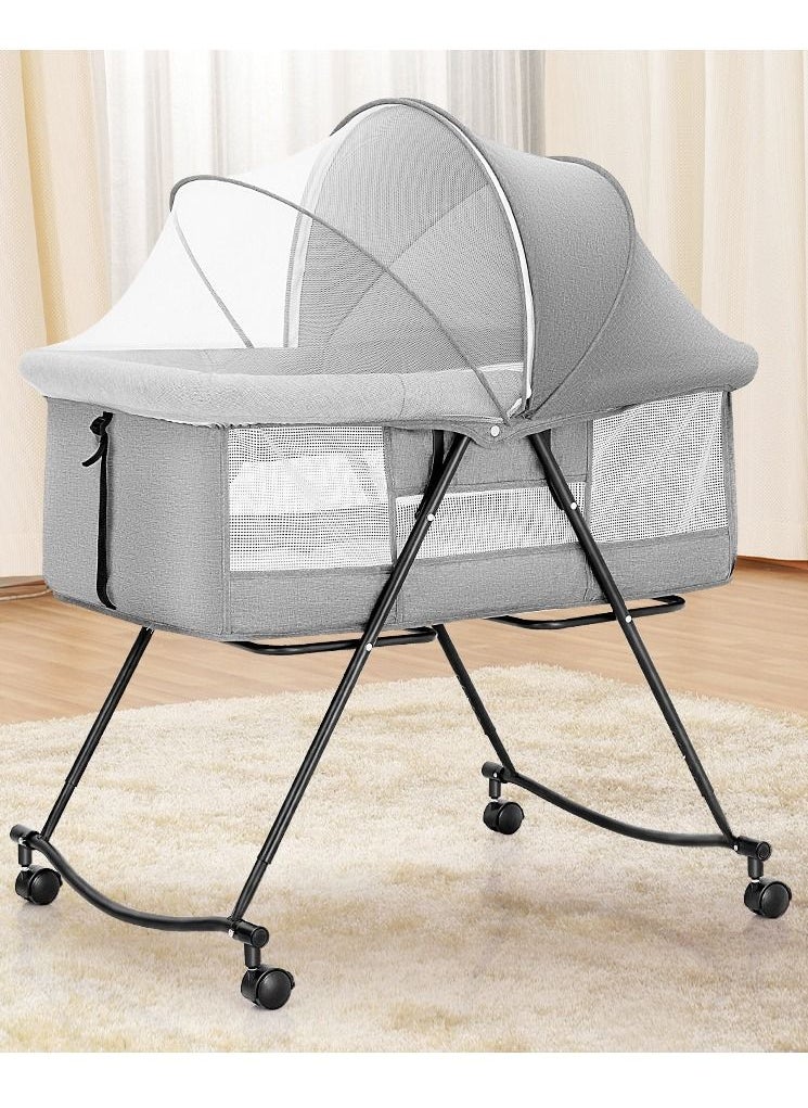 ULHYC - 3 in 1Portable Folding Newborn Infant Baby Sleeper, Baby Beside Crib, Baby Bassinet bed, Travel Crib, Baby Cradle with Side Mesh, Mosquito Net - Image 1